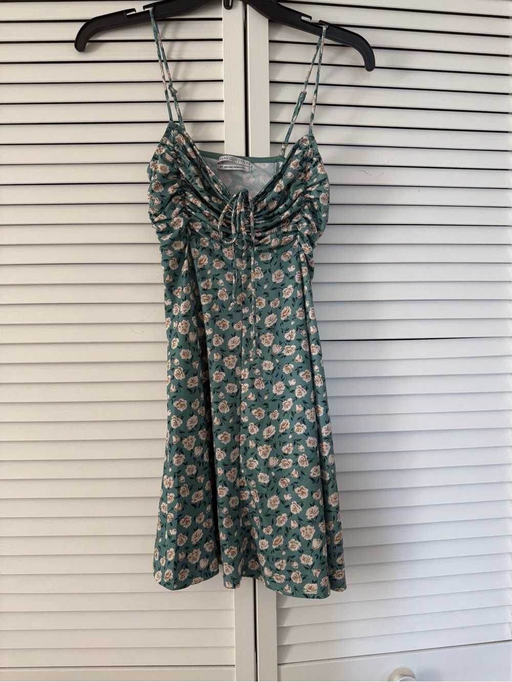 Urban Outfitters Teal Floral Ruched Bust Mini Dress